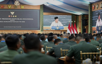 Prabowo Pimpin Taklimat 1.500 Komandan Satuan TNI di Universitas Pertahanan Bogor