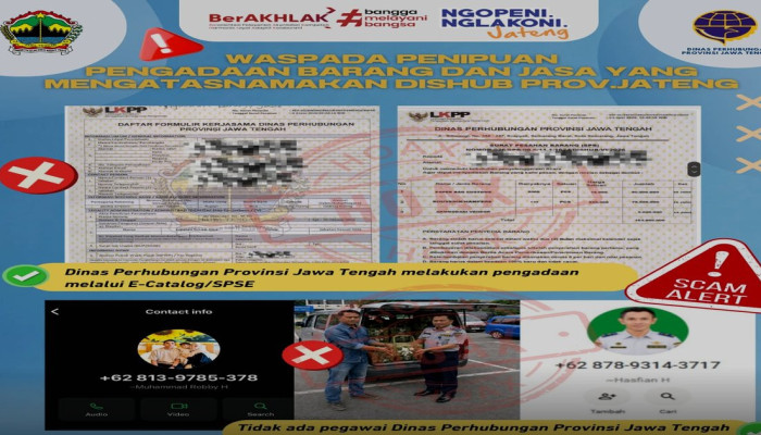 Modus Penipuan Pengadaan Barang Pakai Nama Dishub Jawa Tengah, Pelaku Kirimi Surat Pesanan Palsu