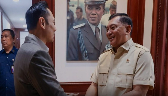 Sjafrie dan AHY Bahas Pengendalian Ruang Udara Nasional di Kantor Kemhan, 25 Juni 2026